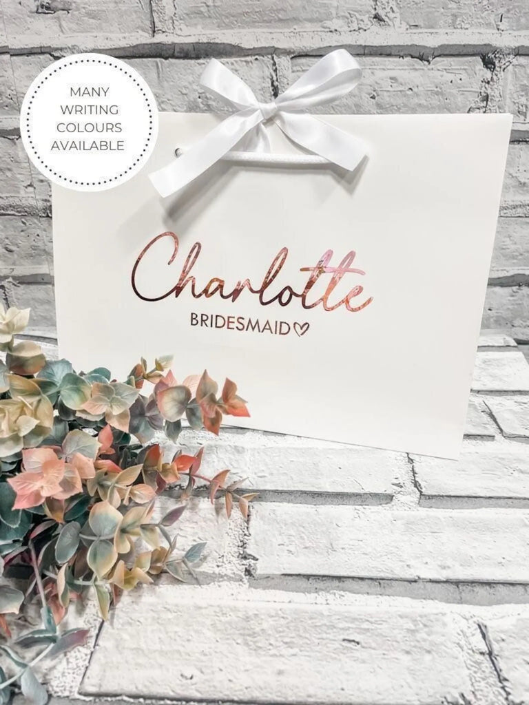 Bridesmaid Gift Bag Personalised - With Ribbon - Thea Elizabeth Studio Ltd