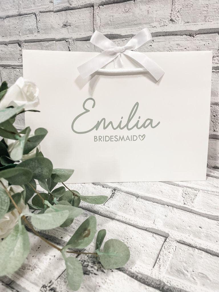 Bridesmaid Gift Bag Personalised - With Ribbon - Thea Elizabeth Studio Ltd