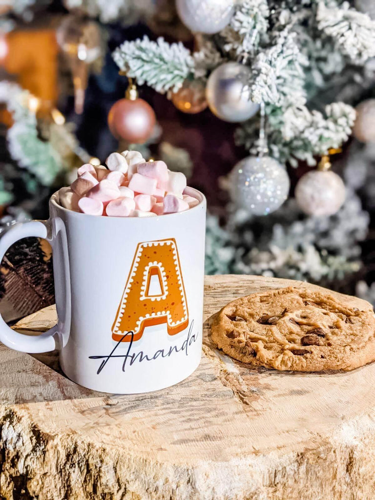 Gingerbread Initial Mug - Personalised - Thea Elizabeth Studio Ltd