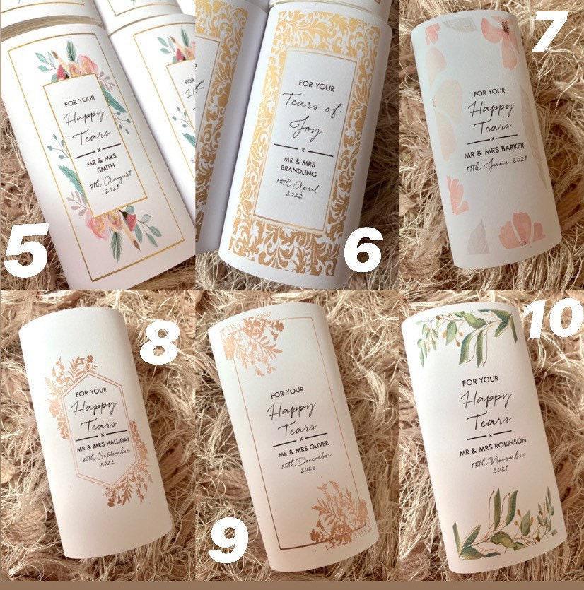Happy Tears Tissues Personalised Wedding Favours Tears of Joy - Thea Elizabeth Studio Ltd