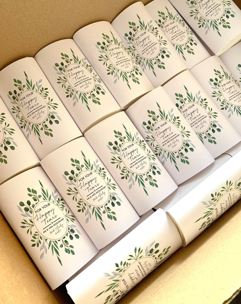 Happy Tears Tissues Personalised Wedding Favours Tears of Joy - Thea Elizabeth Studio Ltd