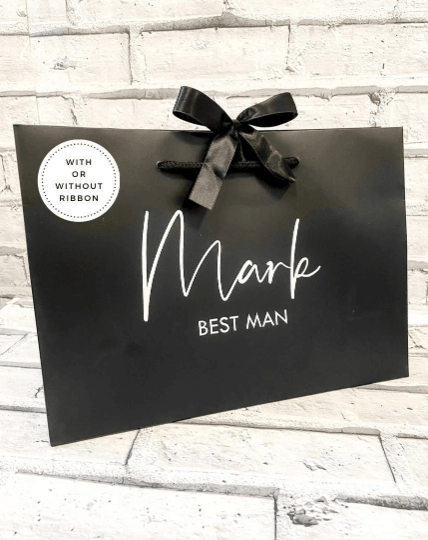 Luxury Black Ribbon Groomsmen Gift Bags - Thea Elizabeth Studio Ltd