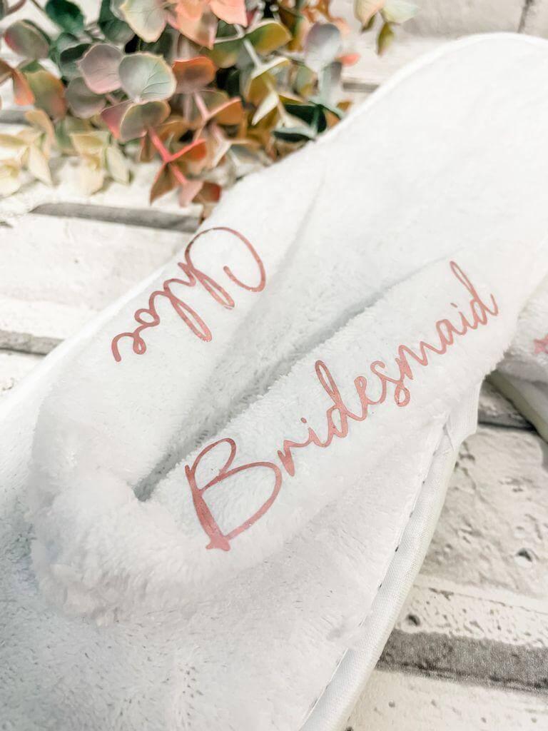 Personalised Bridesmaid Flip Flop Slippers - Thea Elizabeth Studio Ltd