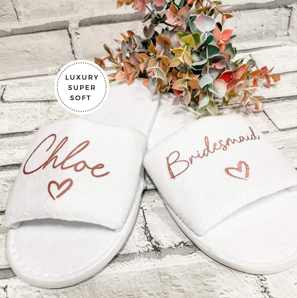 Personalised Bridesmaid Slippers Velour - Thea Elizabeth Studio Ltd