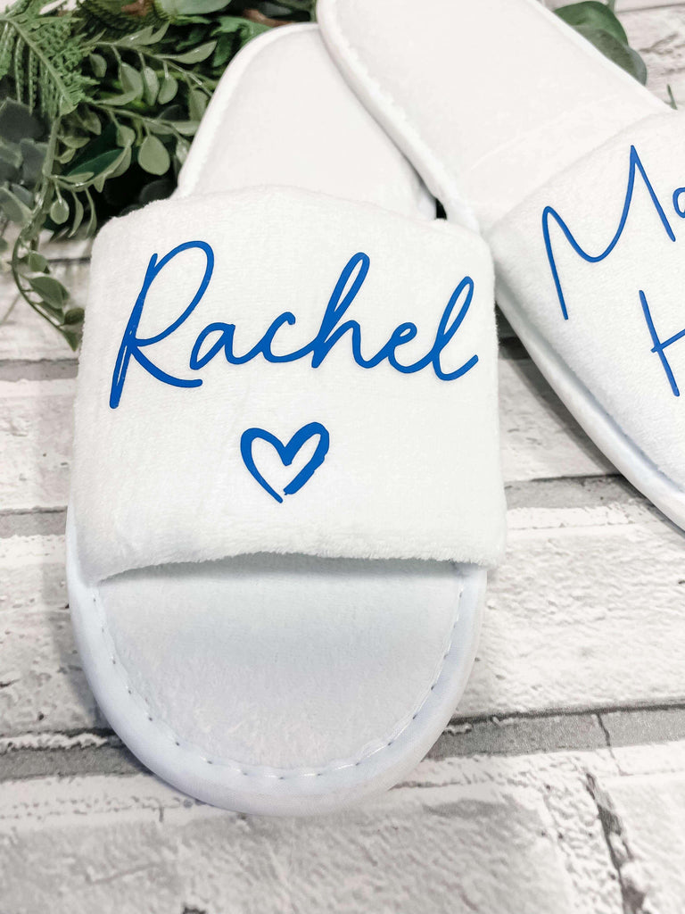 Personalised Bridesmaid Slippers Velour - Thea Elizabeth Studio Ltd