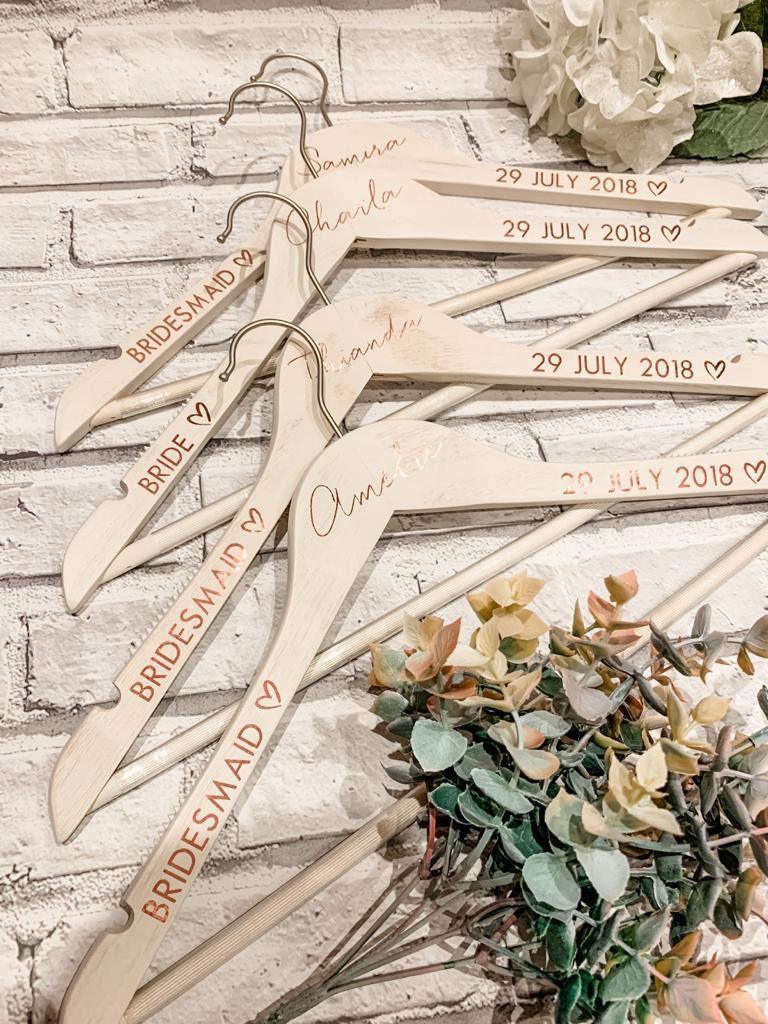 Wedding Dress Hangers, Bridesmaid, Maid of Honour, Mother of the Bride Hangers, Shabby Chic White - Thea Elizabeth Studio Ltd