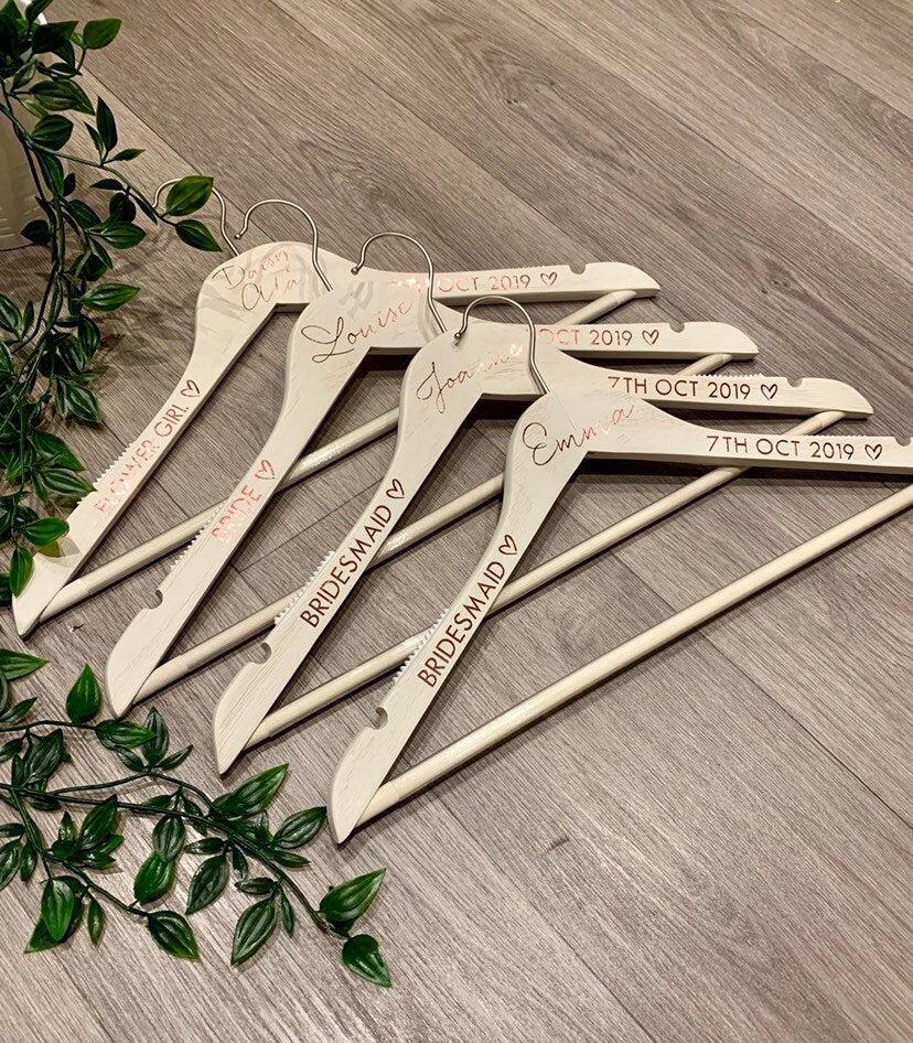 Wedding Dress Hangers, Bridesmaid, Maid of Honour, Mother of the Bride Hangers, Shabby Chic White - Thea Elizabeth Studio Ltd