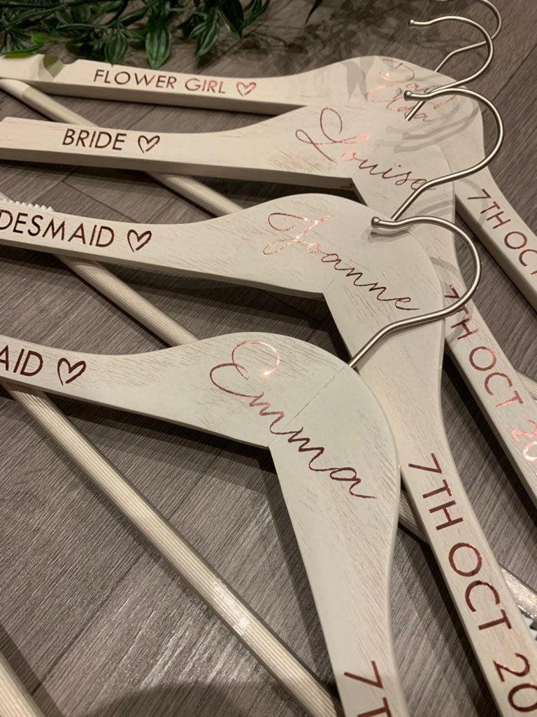 Wedding Dress Hangers, Bridesmaid, Maid of Honour, Mother of the Bride Hangers, Shabby Chic White - Thea Elizabeth Studio Ltd