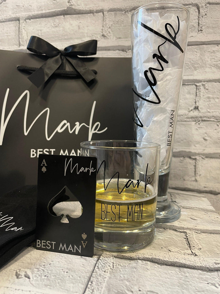 Whisky Glass, Best Man, Usher, Groomsman Wedding Personalised - Thea Elizabeth Studio Ltd