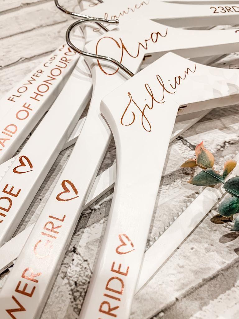 White Wedding Dress Hangers, Bridesmaid, Maid of Honour, Mother of the Bride Hangers, White - Thea Elizabeth Studio Ltd